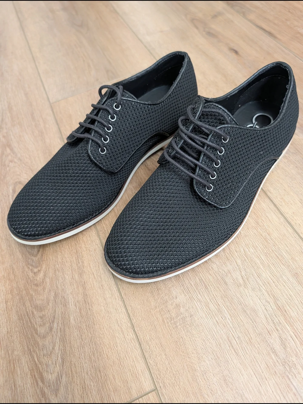 Men's Black Casual Lace-Up Shoes - Lightweight Knit Oxford